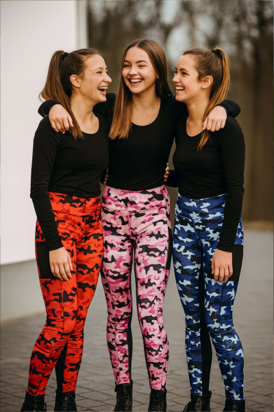 Reitleggings "Camouflage red" mit High Grip